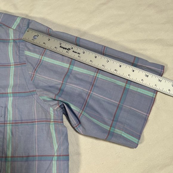 L.L. Bean Pastel‎ Purple Plaid Button Up Youth Sz 18 Short Sleeve Collared Shirt - Picture 10 of 10
